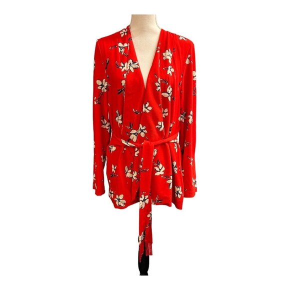 Lysse Womens XL Quin Jacket Blazer Poppy Print Elastic Waist Tie Stretchy Knit - Picture 1 of 9